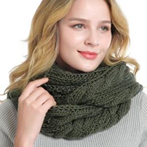 Army green thick knit infinity scarf